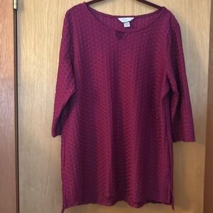 Christopher & Banks Burgondey Tunic. Size XL 3/4 sleeves